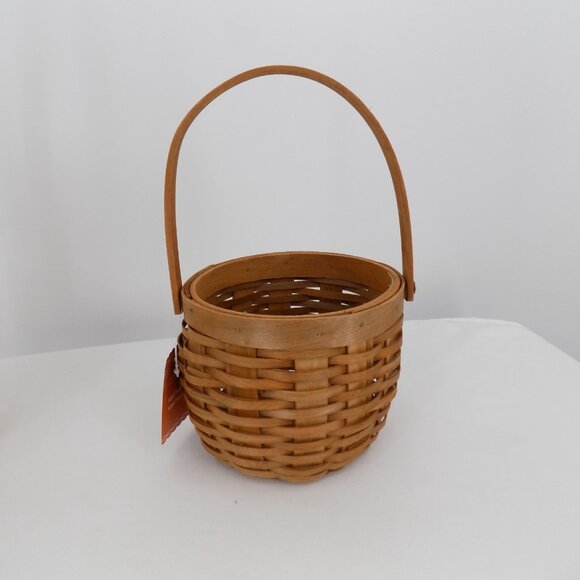 Set of 2 Ashland Fall Autumn Ash Chipwood Woven Mini Basket Wooden Handle New - Picture 7 of 12